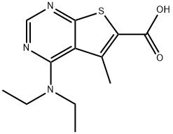 4-Diethylamino-5-methyl-thieno[2,3-d]pyrimidine-6-carboxylic acid 化学構造式