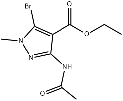 ethyl 3-acetamido-5-bromo-1-methyl-1H-pyrazole-4-carboxylate Struktur
