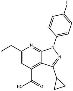 3-Cyclopropyl-6-ethyl-1-(4-fluorophenyl)pyrazolo[3,4-b]pyridine-4-carboxylic acid Struktur