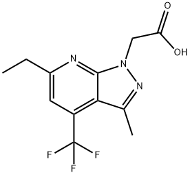 2-[6-Ethyl-3-methyl-4-(trifluoromethyl)pyrazolo[3,4-b]pyridin-1-yl]acetic acid Struktur