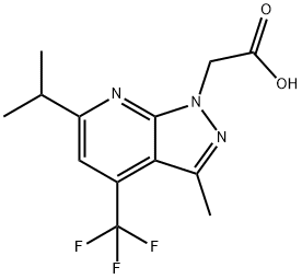 [6-イソプロピル-3-メチル-4-(トリフルオロメチル)-1H-ピラゾロ[3,4-B]ピリジン-1-イル]酢酸 化学構造式