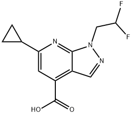 6-Cyclopropyl-1-(2,2-difluoroethyl)pyrazolo[3,4-b]pyridine-4-carboxylic acid Struktur