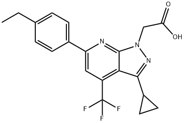 2-[3-环丙基-6-(4-乙基苯基)-4-(三氟甲基)-1H-吡唑并[3,4-B]吡啶-1-基]乙酸 结构式