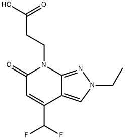 3-[4-(二氟甲基)-2-乙基-6-氧代-2H,6H,7H-吡唑并[3,4-B]吡啶-7-基]丙酸 结构式