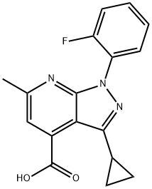 3-Cyclopropyl-1-(2-fluorophenyl)-6-methyl-pyrazolo[3,4-b]pyridine-4-carboxylic acid Struktur