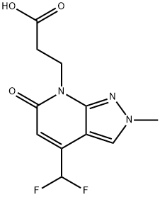 3-[4-(Difluoromethyl)-2-methyl-6-oxo-2,6-dihydro-7H-pyrazolo[3,4-b]pyridin-7-yl]propanoic acid 结构式