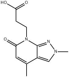 3-{2,4-二甲基-6-氧代-2H,6H,7H-吡唑并[3,4-B]吡啶-7-基}丙酸, 1018165-46-2, 结构式
