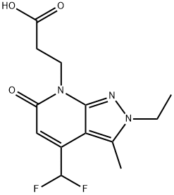 3-[4-(Difluoromethyl)-2-ethyl-3-methyl-6-oxo-2,6-dihydro-7H-pyrazolo[3,4-b]pyridin-7-yl]propanoic acid Struktur