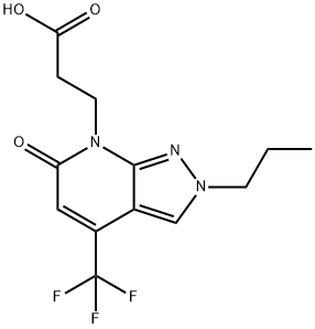 3-[6-oxo-2-propyl-4-(trifluoromethyl)-2,6-dihydro-7H-pyrazolo[3,4-b]pyridin-7-yl]propanoic acid Struktur