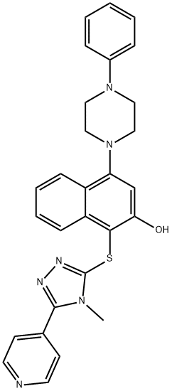 1-{[4-methyl-5-(4-pyridinyl)-4H-1,2,4-triazol-3-yl]sulfanyl}-4-(4-phenyl-1-piperazinyl)-2-naphthol,1020243-23-5,结构式