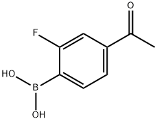 (4-乙酰-2-氟苯基)硼酸, 1022154-78-4, 结构式