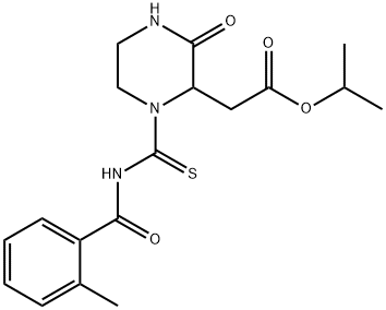 isopropyl (1-{[(2-methylbenzoyl)amino]carbonothioyl}-3-oxo-2-piperazinyl)acetate Struktur