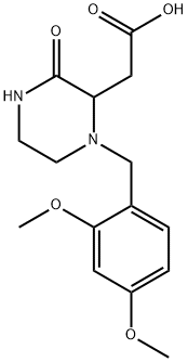 2-[1-[(2,4-dimethoxyphenyl)methyl]-3-oxopiperazin-2-yl]acetic acid Struktur