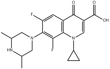 3-Quinolinecarboxylicacid,1-cyclopropyl-7-(3,5-dimethyl-1-piperazinyl)-6,8-difluoro-1,4-dihydro-4-oxo- Structure