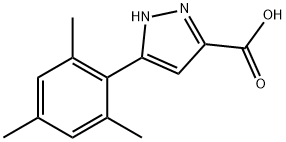 5-(2,4,6-trimethylphenyl)-1H-pyrazole-3-carboxylic acid, 1037690-98-4, 结构式