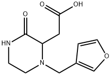 [1-(3-furylmethyl)-3-oxo-2-piperazinyl]acetic acid Struktur
