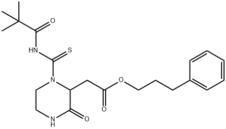 3-phenylpropyl (1-{[(2,2-dimethylpropanoyl)amino]carbonothioyl}-3-oxo-2-piperazinyl)acetate,1043482-87-6,结构式
