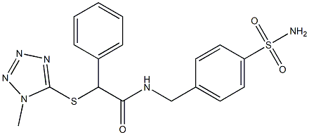 2-(1-methyltetrazol-5-yl)sulfanyl-2-phenyl-N-[(4-sulfamoylphenyl)methyl]acetamide 化学構造式