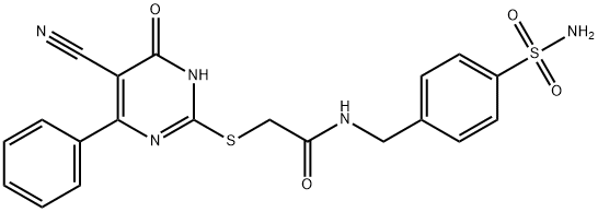 2-[(5-cyano-4-oxo-6-phenyl-1H-pyrimidin-2-yl)sulfanyl]-N-[(4-sulfamoylphenyl)methyl]acetamide Struktur