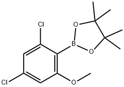 2-(2,4-二氯-6-甲氧基苯基)-4,4,5,5-四甲基-1,3,2-二氧硼杂环戊烷, 1046862-08-1, 结构式