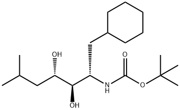 tert-butyl ((2S,3R,4S)-1-cyclohexyl-3,4-dihydroxy-6-methylheptan-2-yl)carbamate Struktur