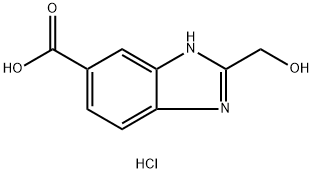 2-Hydroxymethyl-1H-benzoimidazole-5-carboxylic acid: hydrochloride 化学構造式