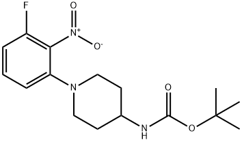 tert-Butyl 1-(3-fluoro-2-nitrophenyl)piperidine-4-ylcarbamate Struktur
