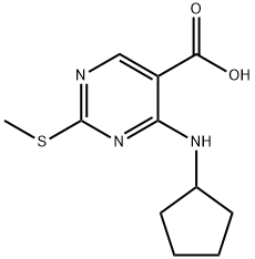 4-(环戊基氨基)-2-(甲硫基)嘧啶-5-羧酸, 1065075-68-4, 结构式