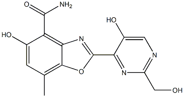 4-Benzoxazolecarboxamide,5-hydroxy-2-[5-hydroxy-2-(hydroxymethyl)-4-pyrimidinyl]-7-methyl- Struktur