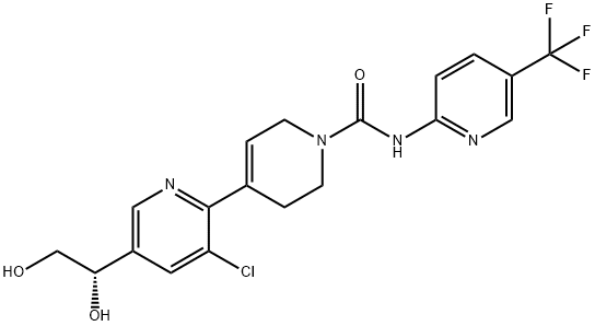 4-[3-chloro-5-[(1S)-1,2-dihydroxyethyl]pyridin-2-yl]-N-[5-(trifluoromethyl)pyridin-2-yl]-3,6-dihydro-2H-pyridine-1-carboxamide Structure