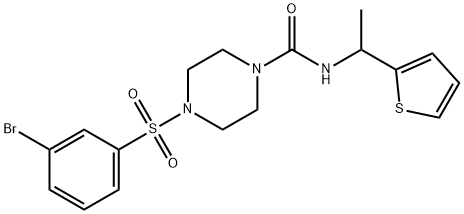 4-((3-bromophenyl)sulfonyl)-N-(1-(thiophen-2-yl)ethyl)piperazine-1-carboxamide Struktur