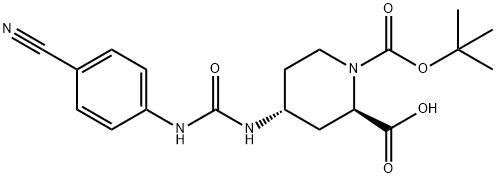 (2R,4R)-1-(tert-Butoxycarbonyl)-4-[3-(4-cyanophenyl)ureido]piperidine-2-carboxylic Acid Structure