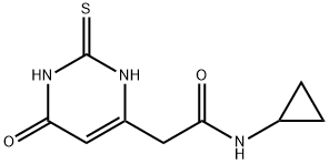 N-cyclopropyl-2-(2-mercapto-6-oxo-1,6-dihydropyrimidin-4-yl)acetamide Struktur