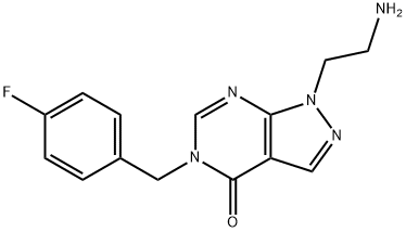 1-(2-AMINOETHYL)-5-(4-FLUOROBENZYL)-1,5-DIHYDRO-4H-PYRAZOLO[3,4-D]PYRIMIDIN-4-ONE 结构式