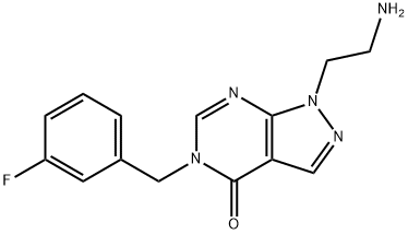 1-(2-aminoethyl)-5-(3-fluorobenzyl)-1,5-dihydro-4H-pyrazolo[3,4-d]pyrimidin-4-one Struktur