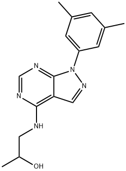 1-((1-(3,5-dimethylphenyl)-1H-pyrazolo[3,4-d]pyrimidin-4-yl)amino)propan-2-ol 化学構造式