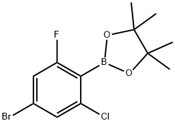 2-(4-溴-2-氯-6-氟苯基)-4,4,5,5-四甲基-1,3,2-二氧硼烷, 1111096-22-0, 结构式