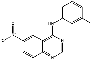 N-(3-FLUOROPHENYL)-6-NITROQUINAZOLIN-4-AMINE 化学構造式