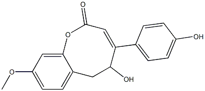 2H-1-Benzoxocin-2-one,5,6-dihydro-5-hydroxy-4-(4-hydroxyphenyl)-9-methoxy-, (+)- Struktur