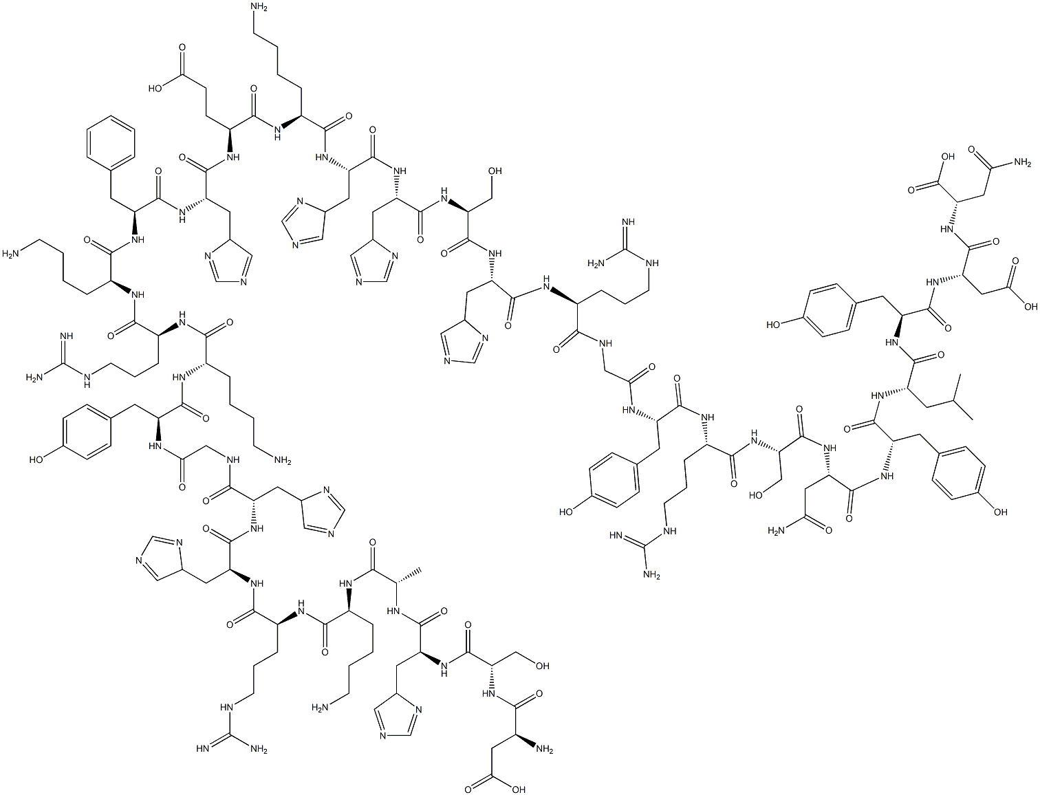L-Asparagine, L-a-aspartyl-L-seryl-L-histidyl-L-alanyl-L-lysyl-L-arginyl-L-histidyl-L-histidylglycyl-L-tyrosyl-L-lysyl-L-arginyl-L-lysyl-L-phenylalanyl-L-histidyl-L-a-glutamyl-L-lysyl-L-histidyl-L-histidyl-L-seryl-L-histidyl-L-arginylglycyl-L-tyrosyl-L-arginyl-L-seryl-L-asparaginyl-L-tyrosyl-L-leucyl-L-tyrosyl-L-a-aspartyl- Structure