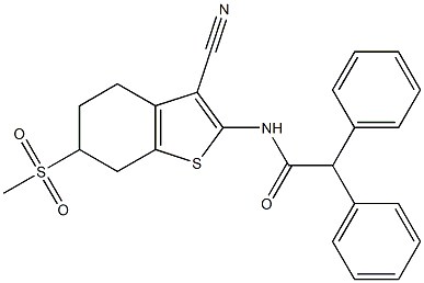 N-(3-cyano-6-methanesulfonyl-4,5,6,7-tetrahydro-1-benzothiophen-2-yl)-2,2-diphenylacetamide 结构式