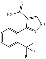 5-[2-(トリフルオロメチル)フェニル]-1H-ピラゾール-4-カルボン酸 化学構造式