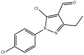 5-クロロ-1-(4-クロロフェニル)-3-エチル-1H-ピラゾール-4-カルブアルデヒド 化学構造式