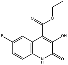ethyl6-fluoro-3-hydroxy-2-oxo-1,2-dihydroquinoline-4-carboxylate Struktur
