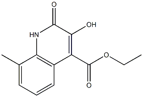 3-Hydroxy-8-methyl-2-oxo-1,2-dihydro-quinoline-4-carboxylic acid ethyl ester Struktur