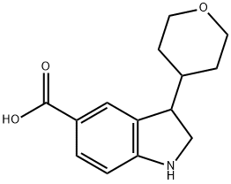 3-(Tetrahydro-2H-Pyran-4-Yl)Indoline-5-Carboxylic Acid 化学構造式