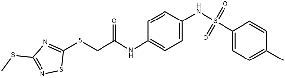 N-[4-[(4-methylphenyl)sulfonylamino]phenyl]-2-[(3-methylsulfanyl-1,2,4-thiadiazol-5-yl)sulfanyl]acetamide Struktur