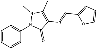 (E)-4-((furan-2-ylmethylene)amino)-1,5-dimethyl-2-phenyl-1,2-dihydro-3H-pyrazol-3-one Struktur