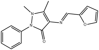 (E)-4-((furan-2-ylmethylene)amino)-1,5-dimethyl-2-phenyl-1,2-dihydro-3H-pyrazol-3-one 结构式