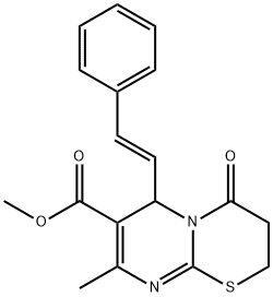 methyl (E)-8-methyl-4-oxo-6-styryl-3,4-dihydro-2H,6H-pyrimido[2,1-b][1,3]thiazine-7-carboxylate 结构式